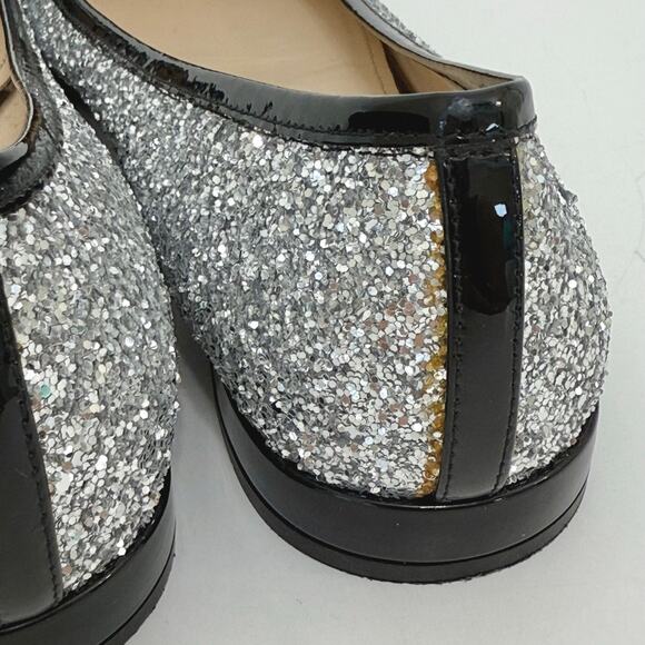 Prada Glitter Ballerina Flats Pointed Cap Toe Silver/Black Shoes 38.5 (US 8.5) - Picture 11 of 15